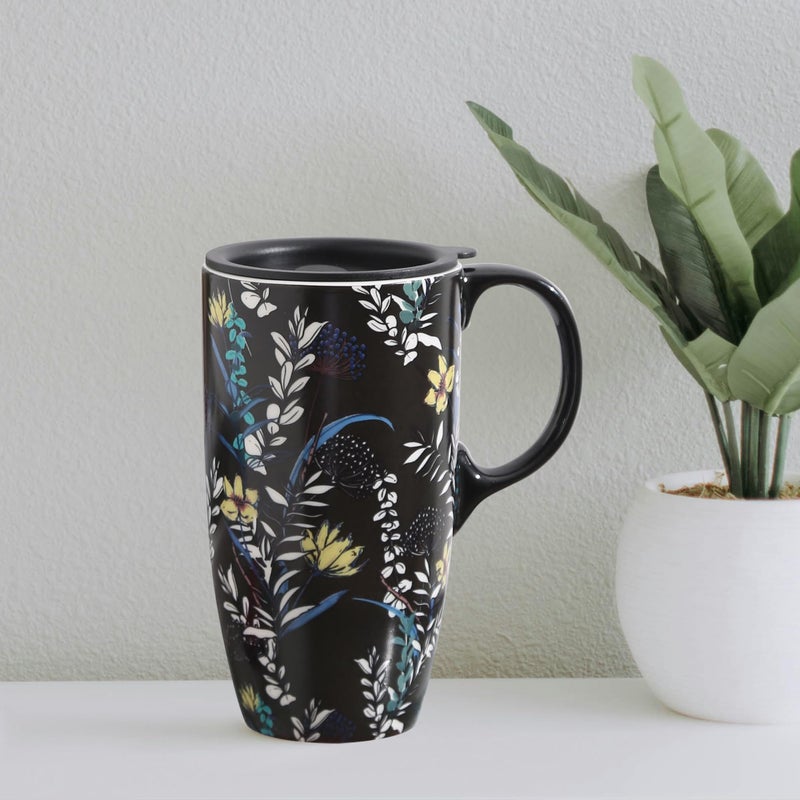 TZSSP Coffee Ceramic Mug Porcelain Latte Tea Cup With Lid 17oz,Novelty Coffee Mug - Image 3